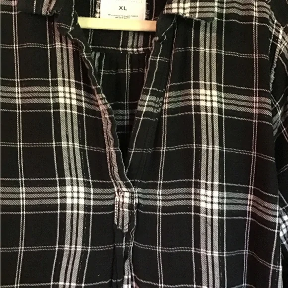 Sonoma size XL  Black and White Checkered long sleeve pullover Shirt - Picture 4 of 11